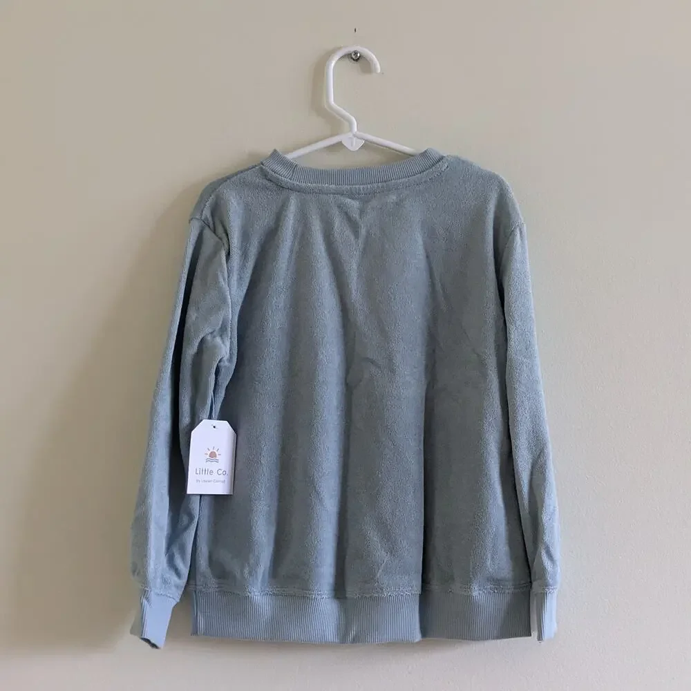 Little Co. Terry Cloth Sweatshirt Size 5 Blue Good Vibe Crew Sun Lauren Conrad